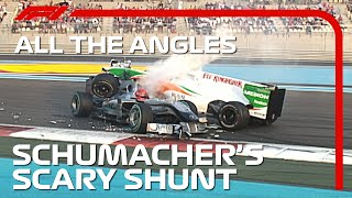 Schumachers Scary Shunt  All The Angles  2010 Abu Dhabi Grand Prix [upl. by Cherlyn]