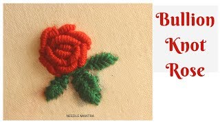 Bullion Knot Rose Stitch Hand Embroidery [upl. by Ahsilrak]