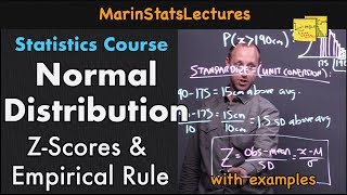 Normal Distribution ZScores amp Empirical Rule  Statistics Tutorial 3  MarinStatsLectures [upl. by Killion]